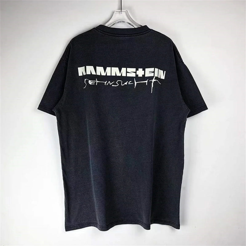 anime oversized shirt featuring vtg germany rock band retro portrait print washed old casual oversize cotton high street tops t shirts