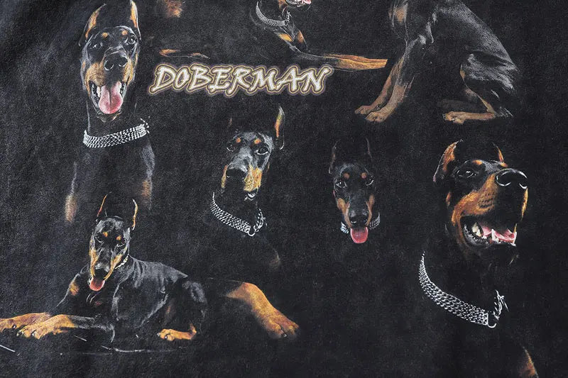 Vaporwave Oversized shirt – Oversize Distressed T Shirts Hip Hop Vintage Doberman Dog Pr