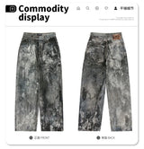 Autumn and winter 2024 new digital printed camo splash ink baggy jeans