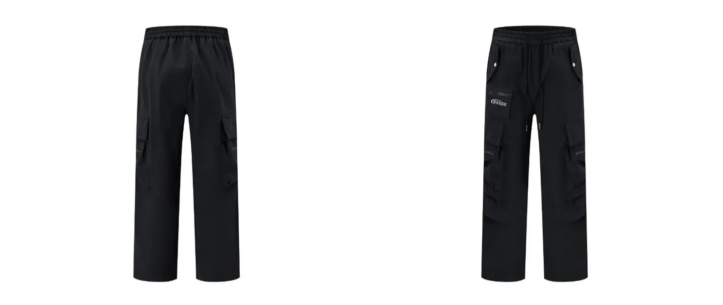 fashion loose streetwear cargo pant unisex casual multi pocket wide legs drewstring trousers hip hop joggers mens baggy pants unique joggers style 5082