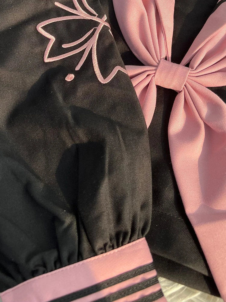 JK Original Kawaii Suit Japanese Genuine Cherry Blossom Embroidered Top + Dark Bad Jk Uniform Skirt Girly Sailor Suit