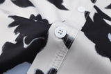 Summer 24SS Vintage Retro Black Flower Direct Print High-Street Casual Beach Style Quality Cold Short Sleeve Shirt