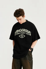 Harajuku Aesthetic piece – Japanese Loose Turtleneck Mens Printed Short Sleeved T Shirt