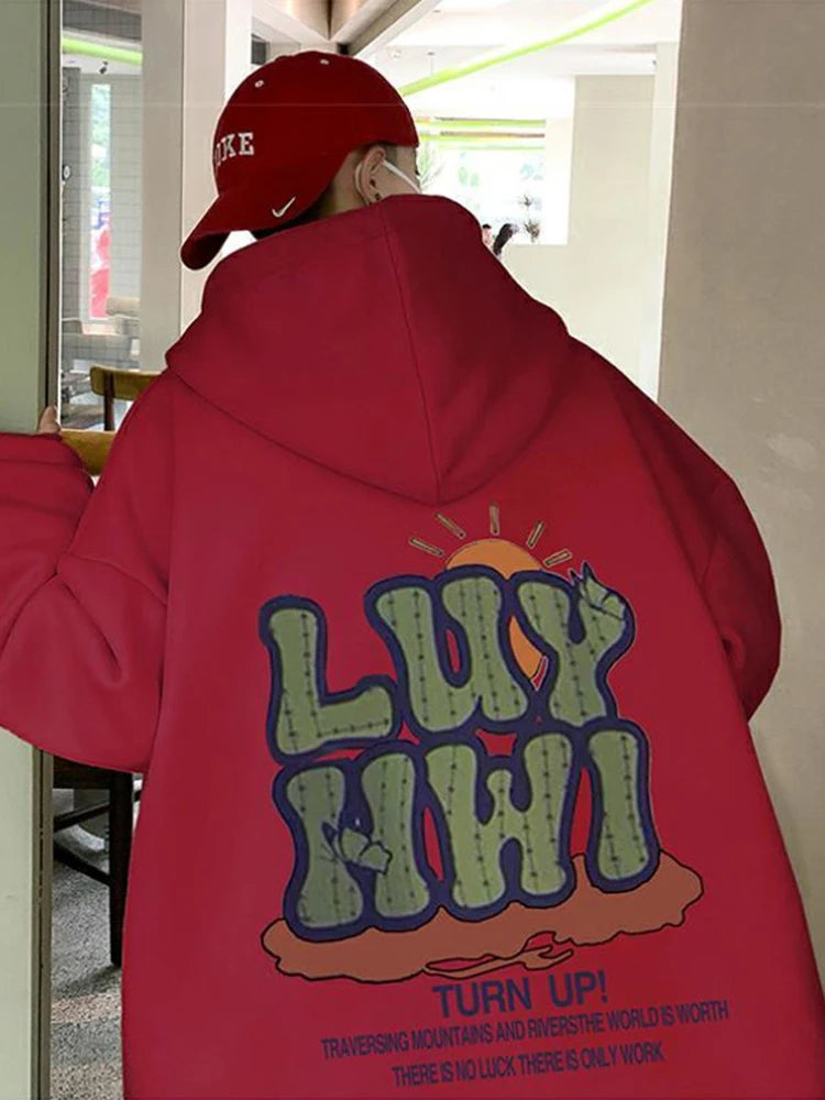 New Letter Graphic Print Hooded Sweatshirts For Men Elegant Vintage Co