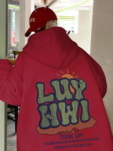 New Letter Graphic Print Hooded Sweatshirts For Men Elegant Vintage Co