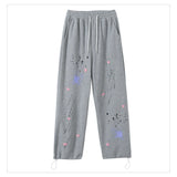 rainbowtouches 2022 unisex pants splash ink print high street drawstring loose casual pants mens straight fashion women pants unique default style 2692