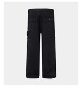 men american streetwear fashion loose casual hip hop wide leg black denim baggy jeans pants man y2k cargo jeans trousers unique cargo style 2325