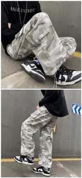 2023 new fashion side pocket camouflage baggy men cargo pants tactical clothing hip hop casual long trousers pantalones hombre unique cargo style 6037