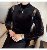 Trapwear Graphic tee – Turtleneck Stretch Slim Fit T Shirt Men Long Sleeve Thicken