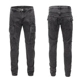 side pocket denim retro jeans mens biker zipper jean trousers hip hop fashion high street slim fit pants joggers y2k men s jeans unique joggers style 2947