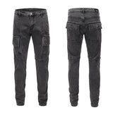 side pocket denim retro jeans mens biker zipper jean trousers hip hop fashion high street slim fit pants joggers y2k men s jeans unique joggers style 2930