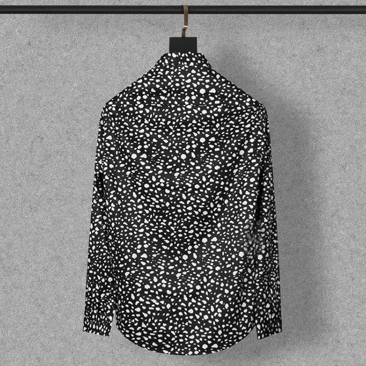New 2021 Men 3D luxurious Wave point Polka dots Print Fashion Silk Casual Shirts Shirt high Pocket Long-sleeves S 2XL #A160
