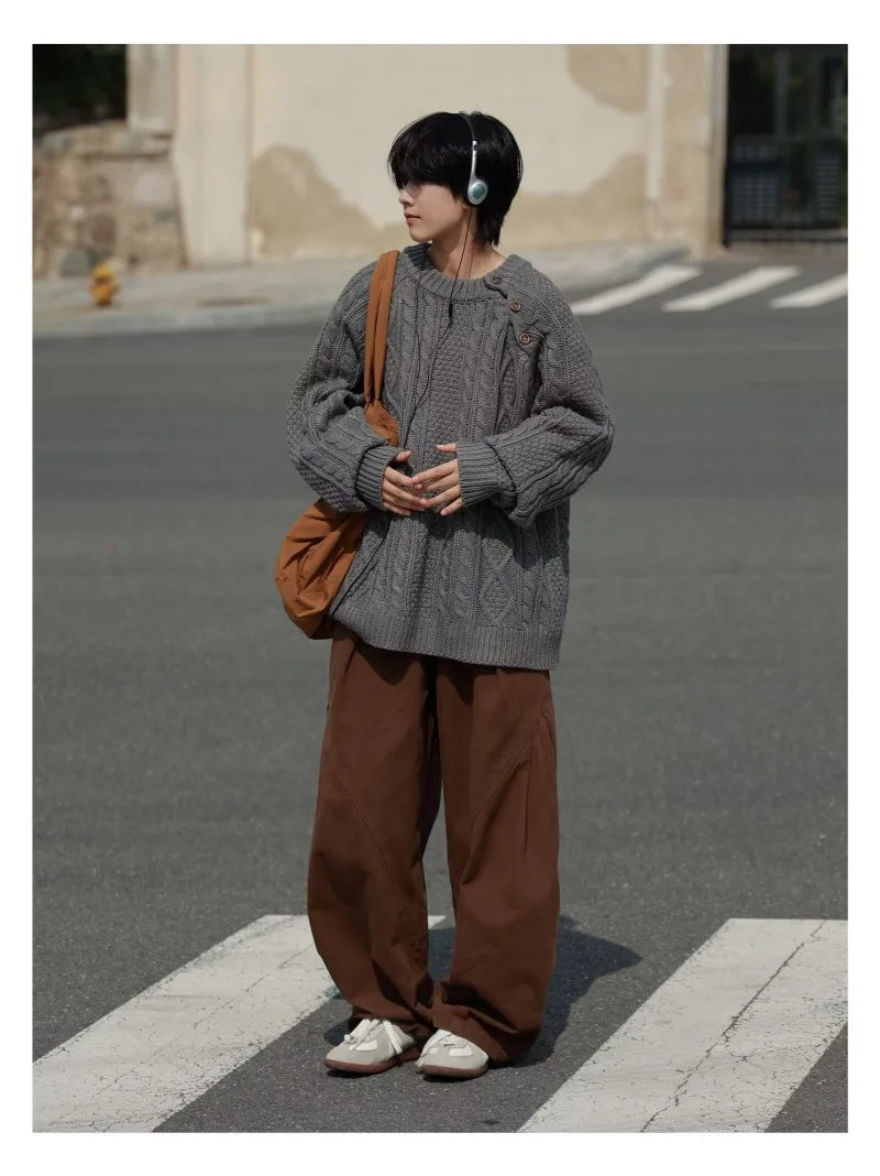 bold graphic pullover, layered streetwear look, soft knit pullover with flame design, y2k fashion statement