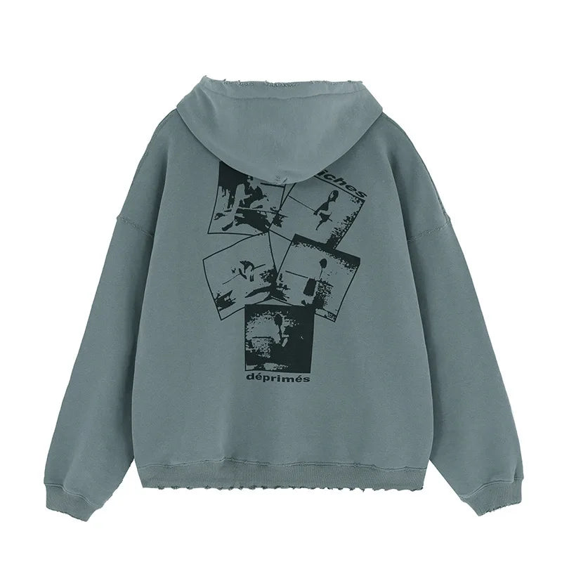 Oversized rapper hoodie with luxury streetwear influence