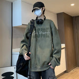 New In Letter Printed Suede Sweatshirts For Men Autumn Y2K Streetwear