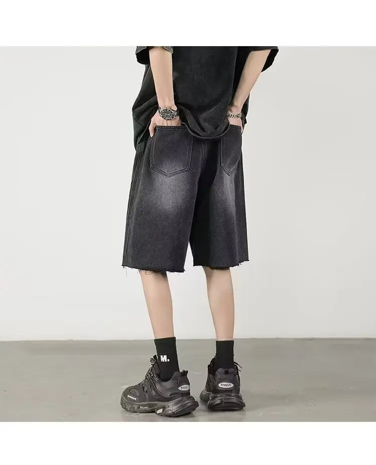 Mens Loose Baggy Denim Short Men Jeans Fashion Streetwear Hip Hop  Male Classic