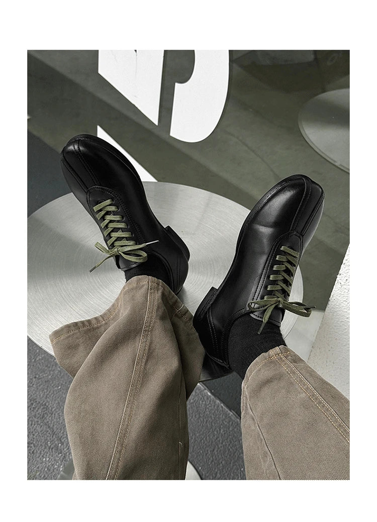 Vintage Casual Leather Shoes Men Women Streetwear Fashion Lightweight Commute Business Leather Derby Shoes