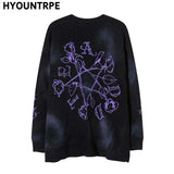 hip hop knitted sweater streetwear mens letter rose printed punk gothic oversized o neck pullover jumpers harajuku loose tops Y2K vintage urban hoodie, trendy hip hop style outerwear, streetwear fashion hoodie