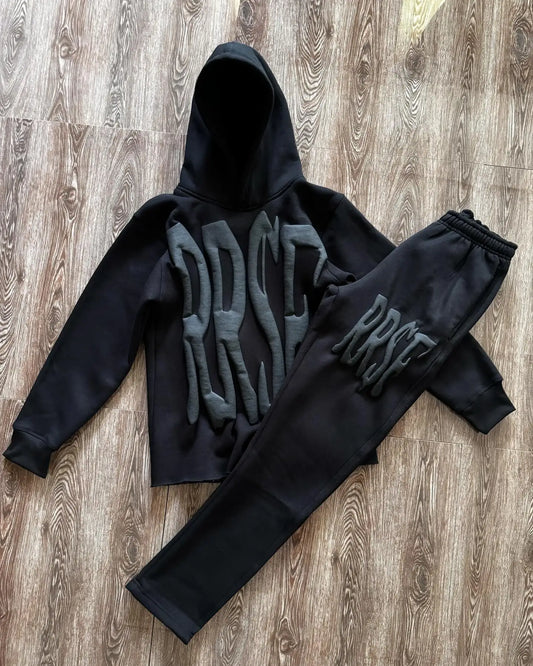 3D Letter Foam 2 Piece Set Tracksuit Men Y2k Set Sweatpants Tracksuit Men and Women Streetwear Hip Hop Casual Oversized Hoodie