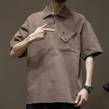 Gothic Angelcore design – Summer New Button Pocket Polo Shirt For Men Casual Short Sle