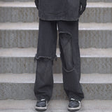 2023 autumn new light luxury fashion straight jeans men loose wide leg casual trousers boutique clothing simple style pants men unique jeans style 3936