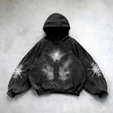 Harajuku Cotton Thick Material Gothic Angel Hoodie Women Super Large H