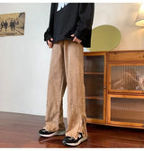 2023 korean fashion ankle zipper vintage brown men jeans pants luxury straight hip hop casual denim trousers pantalones hombre unique jeans style 240