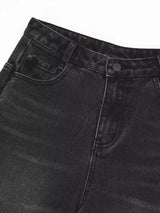 mens hip hop washed denim shorts broken hole folds burr edge street punk cowboy middle pants pockets bomber quarter pants y2k unique jeans style 4924