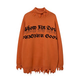 half high collar goth women men sweaters oversized long sleeve knitted pullovers y2k men ripped sweater harajuku streetwear tops - soft fleece-lined outerwear, unisex casual winter pullover, oversized streetwear hoodie