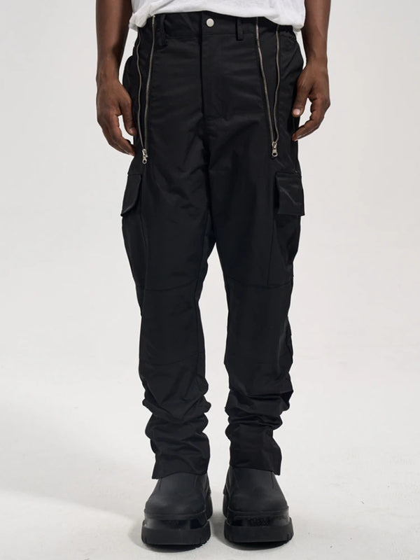 fashion zipper open waist pants with side pockets cargo pants trousers streetwear hip hop military casual pants joggers men sporty tapered joggers