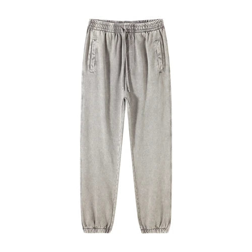 high street dark distressed vintage baggy joggers pants ins versatile drawstring sports pants men washing wax dyeing sweatpants unique joggers style 3182