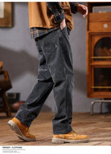 men retro fashion streetwear loose casual plus size straight denim cargo jeans pants man black gray jeans trousers unique cargo style 1984