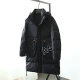 Men Hooded Down Jacket Winter Casual Letter Printed Parkas Streetwear Warm Black Zipper Jackets Harajuku Fashion Duck Down Coats