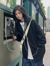 Korean Retro Y2K Waffle Hooded Jacket for Men and Women Ins Harajuku Style Casual Loose Couple Wear Cardigan Sweatshirt