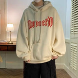 Autumn Vintage Gothic Letter Foam Printed Hooded Sweatshirts Hombre