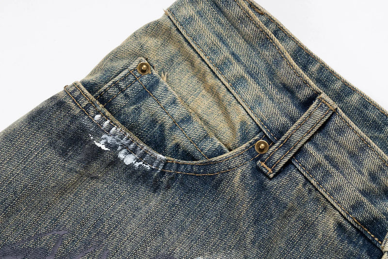 graffiti handdrawn damaged wash baggy jeans for men and women straight streetwear y2k denim trousers pantalones hombre cargos unique cargo style 1313