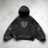 Gothic Punk Style Y2K Harajuku Retro Hoodie Cross Hip-hop Casual Loose Oversized Sweatshirt Men American Trend Brand Streetwear