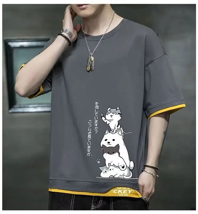 Y2k Aesthetic piece – New Mens Harajuku T Shirt Japan Graphic Hot Sale Cartoon Cas