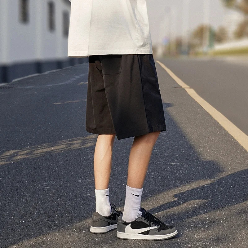 summer mens solid color straight shorts 2024 casual y2k wide leg short pants casual streetwear sweat baggy bermudas hombre summer street shorts