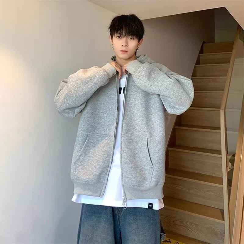 Oversized Urban Half Zip Hoodie – Winter Mens Fleece Zipper Hooded Sweatshirts 2025 New Classic Solid Color Oversized Hoodies Y2K Streetwear Outerwear Tracksuit | Zip Knit Drop #225