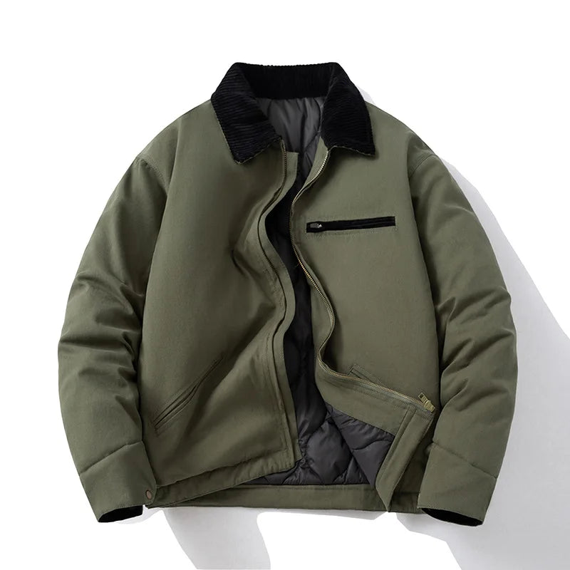 zip-up streetwear coat, 2025 outerwear trend, men's streetwear fashion, oversized urban jacket, high quality cold-weather coa