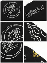 hip hop knitted sweater men letter fire pattern o neck pullover streetwear casual loose sweater unisex harajuku jumpers knitwear Y2K vintage urban hoodie, oversized graphic print design, unique limited edition hoodie