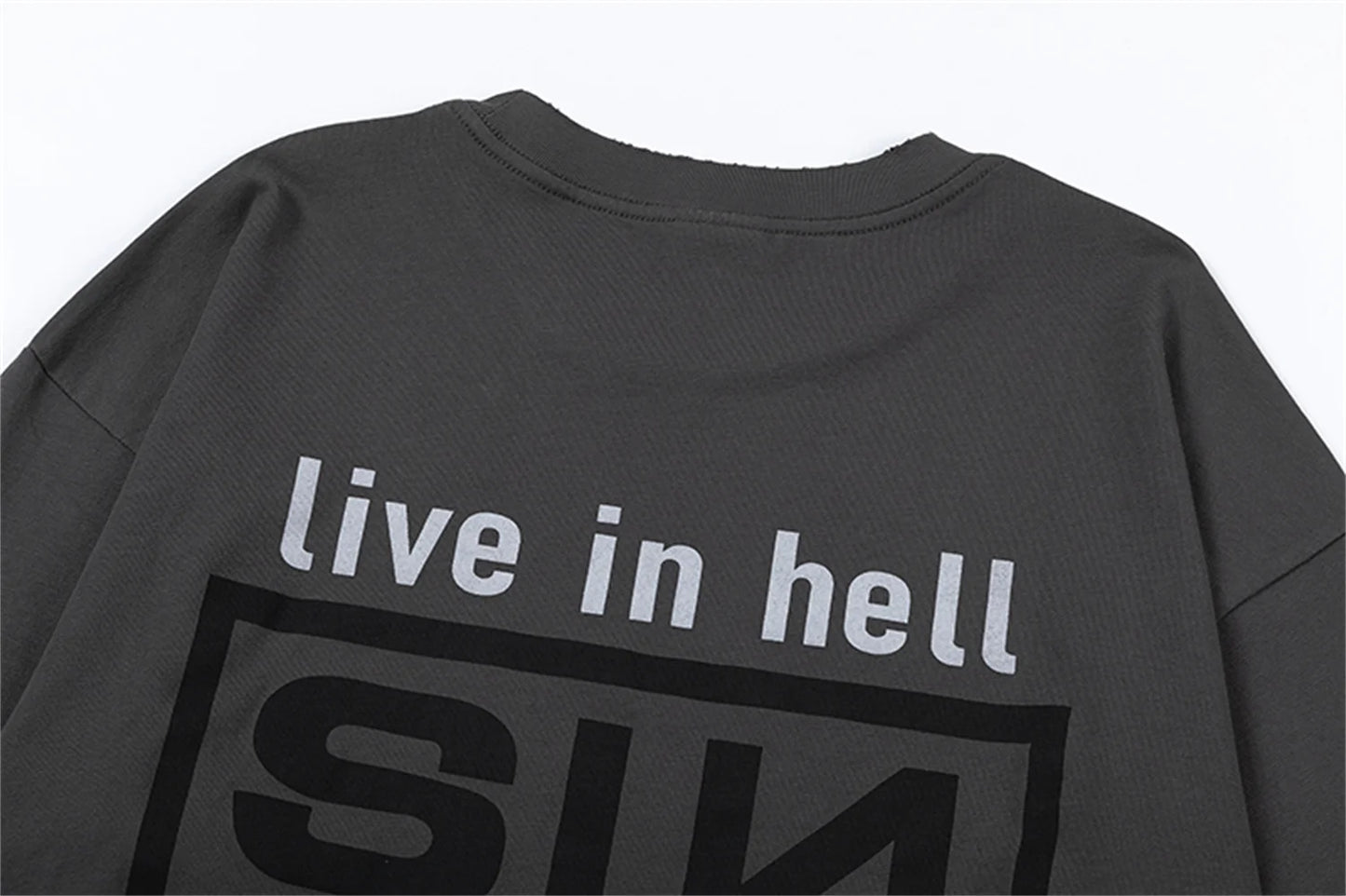 sadcore vintage t-shirt featuring summer retro vintage sin print high street distressed worn cotton casual loose long sleeve t shirt pullover