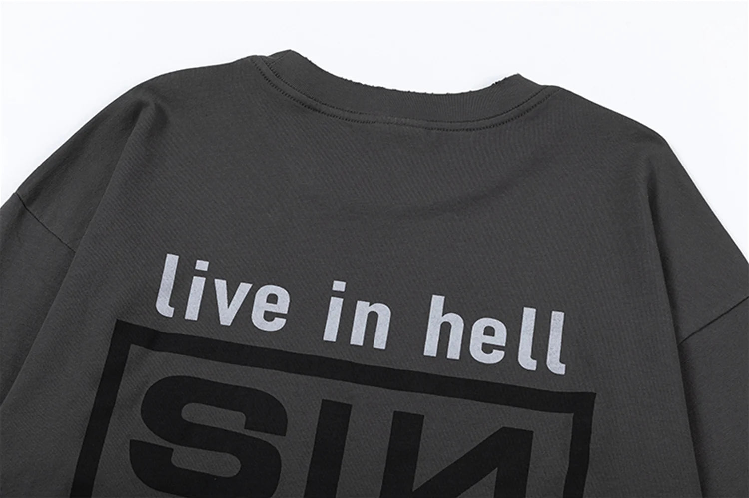 sadcore vintage t-shirt featuring summer retro vintage sin print high street distressed worn cotton casual loose long sleeve t shirt pullover