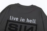 sadcore vintage t-shirt featuring summer retro vintage sin print high street distressed worn cotton casual loose long sleeve t shirt pullover