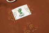 Cactus Jack Letter Brown Fleece Hooded Sweatshirts For Men High Street