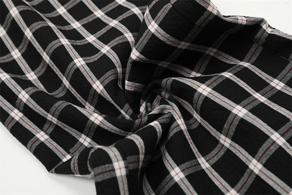 men women american streetwear fashion loose plaid wide leg straight pant boyfriend button down sports casual pants trousers unique default style 1432