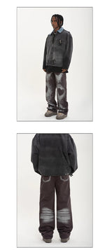 fashion loose streetwear denim pants unisex casual graffiti print wide legs jean pants hip hop trousers joggers mens baggy jeans unique joggers style 2893