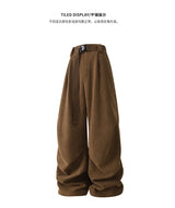 winter mens wide leg straight sweatpants korean fashion warm fleece track pants male casual thermal trousers with long belt unique joggers style 1088