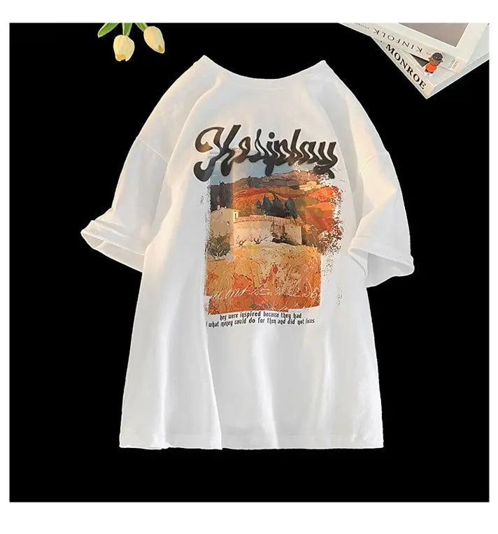 Cyberpunk Broken heart – American Retro Trend Cotton Printed Graphic T Shirt For Coup